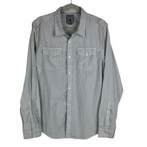 O'Neill Slim Fit Striped Roll Tab Button Down Shirt Men's Large Blue White